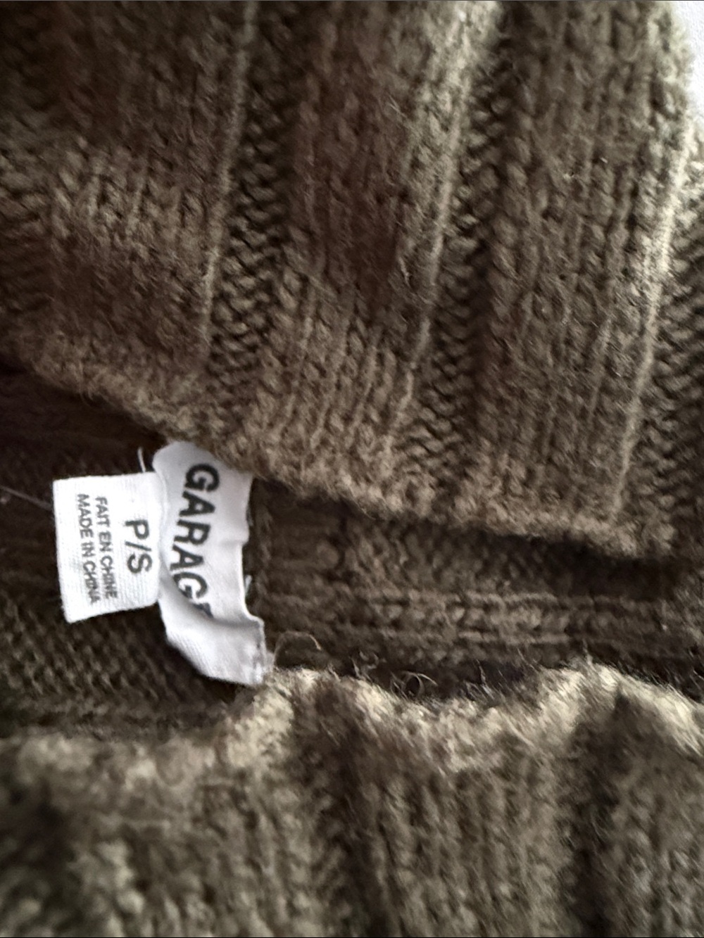 Garage Olive Ribbed Zip-Up Turtleneck Sweater - Picture 4 of 7